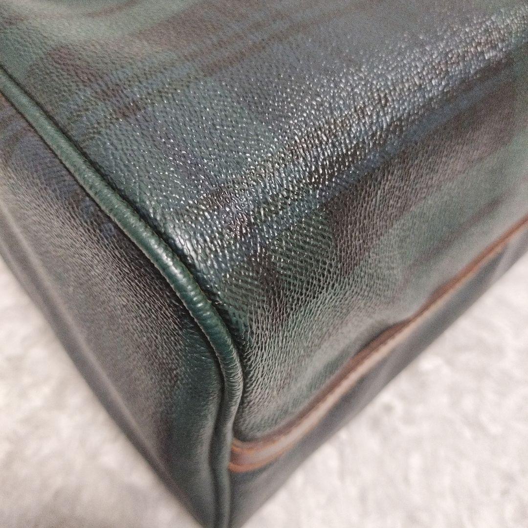 美品 POLO ポロラルフローレン チェック柄バッグ PVC xレザー