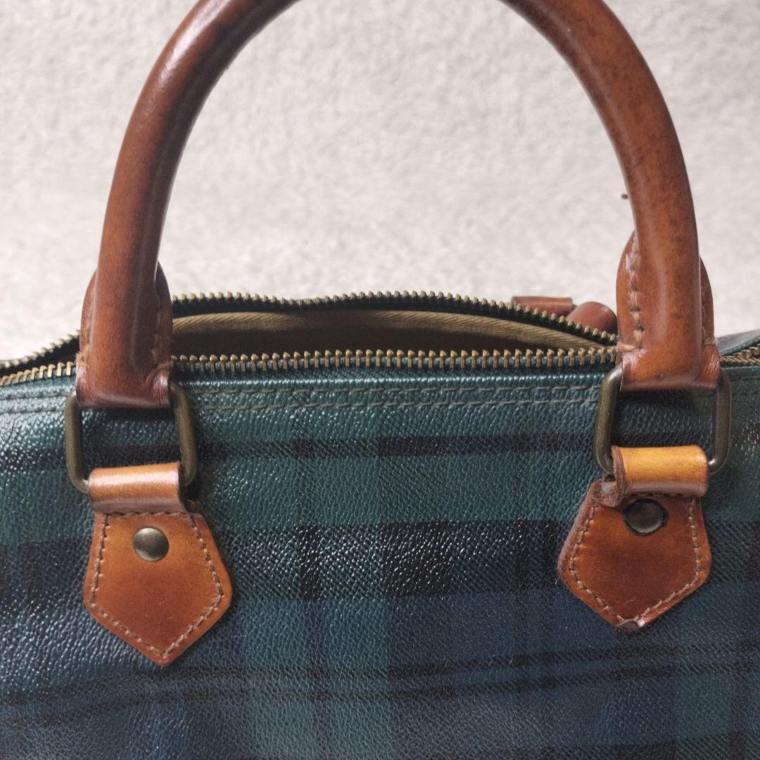 美品 POLO ポロラルフローレン チェック柄バッグ PVC xレザー
