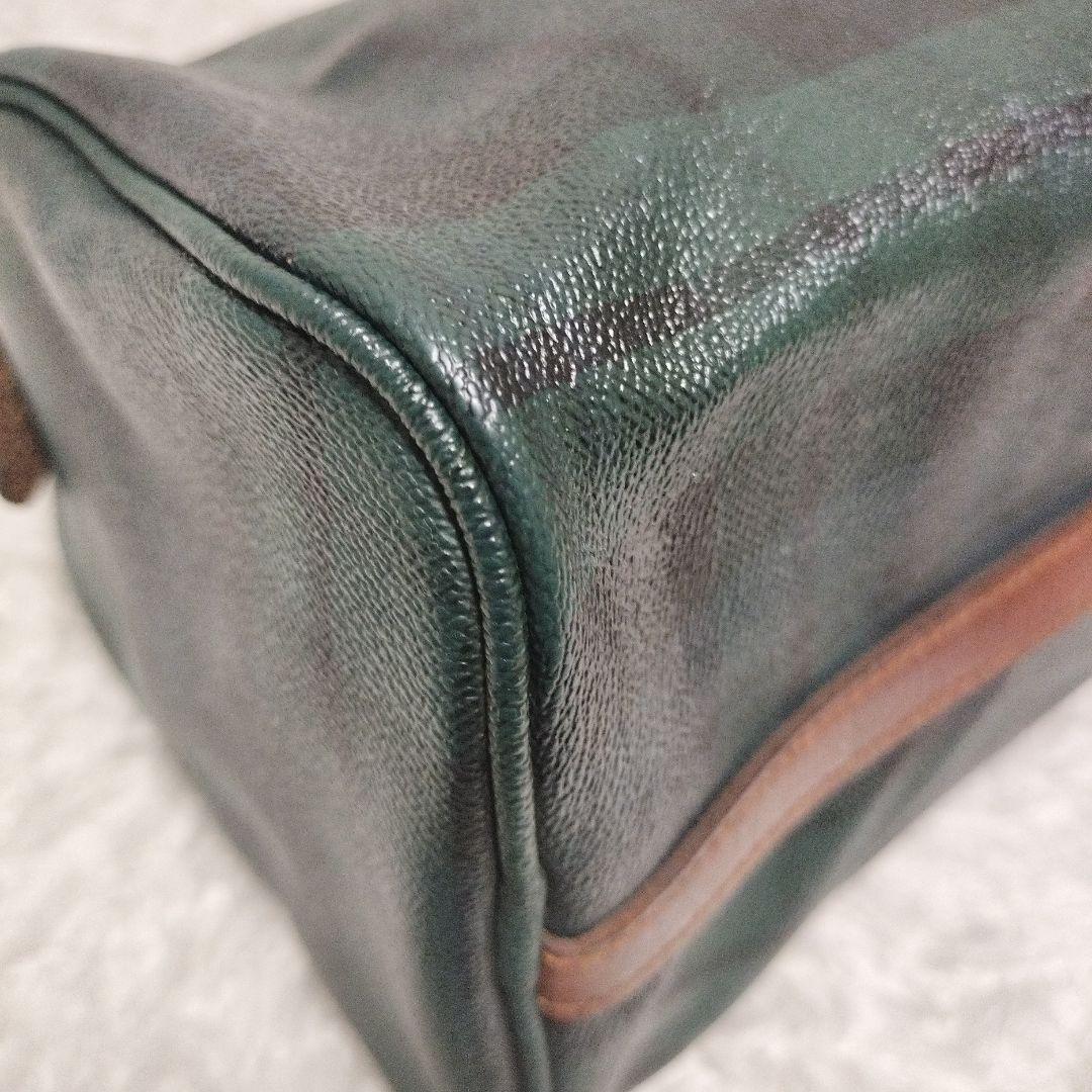 美品 POLO ポロラルフローレン チェック柄バッグ PVC xレザー