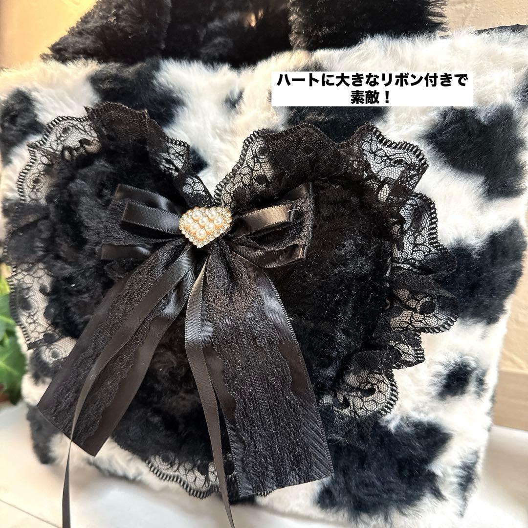 あ*き様 コヤンイサムチョン♡ミルクちゃんのモノトーンカラー！ファーフリルトート