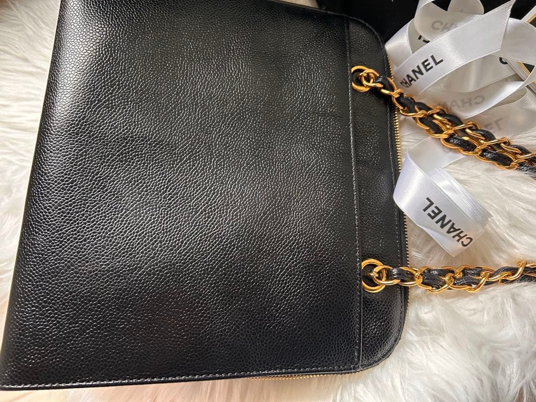 CHANEL キャビアスキン　ダブルチェーンハンドバッグ　ヴィンテージ