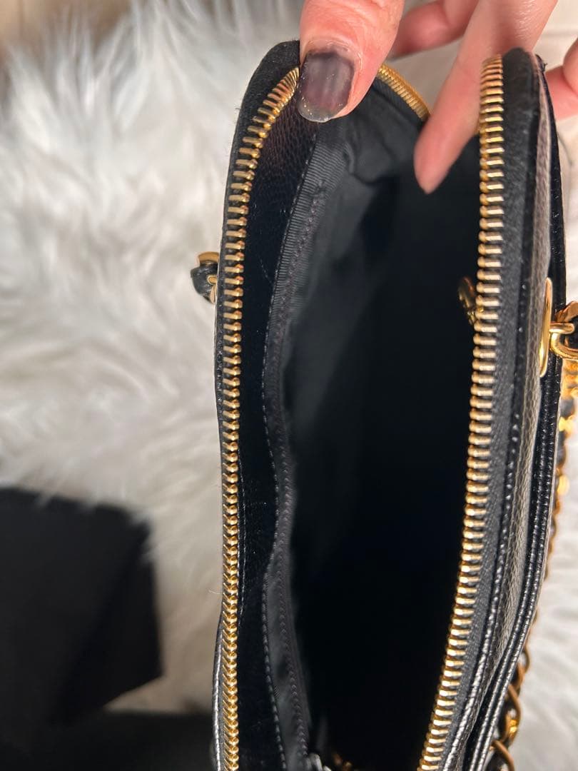 CHANEL キャビアスキン　ダブルチェーンハンドバッグ　ヴィンテージ