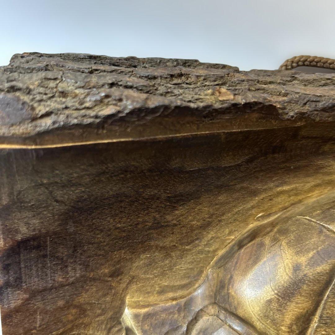 木製　木彫り　女性の横顔　北海道　アイヌ