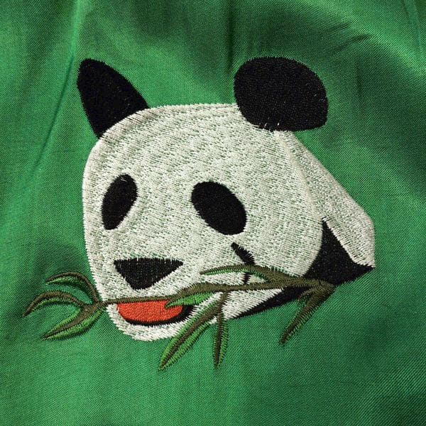 ヒューストン HOUSTON パンダ 刺繍 スカジャン L ジャケット グリーン