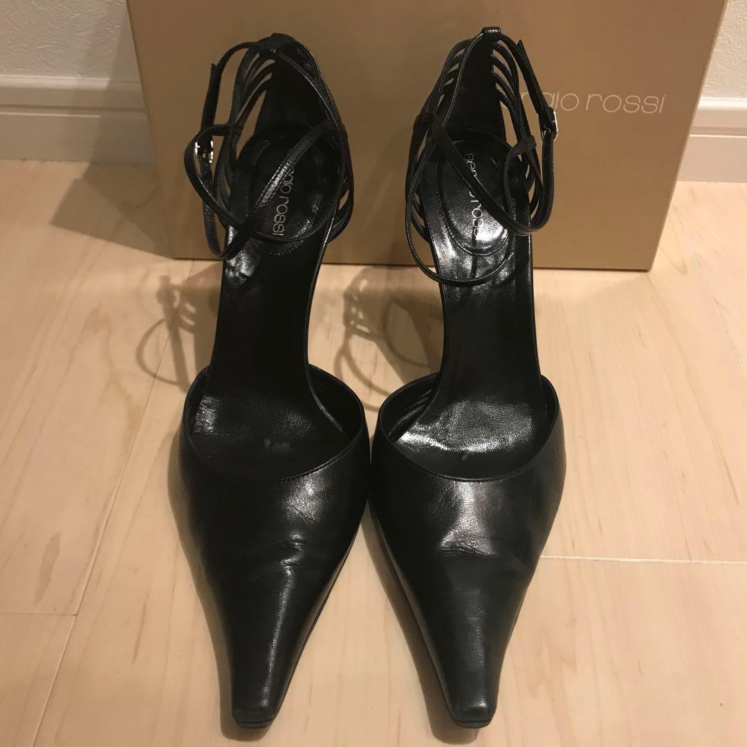 【aya様限定】Sergio Rossi ブラック ストラップハイヒールパンプス