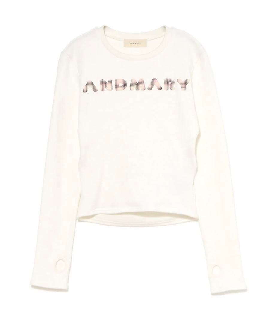 トップス andmary Mary logo pattern tops white