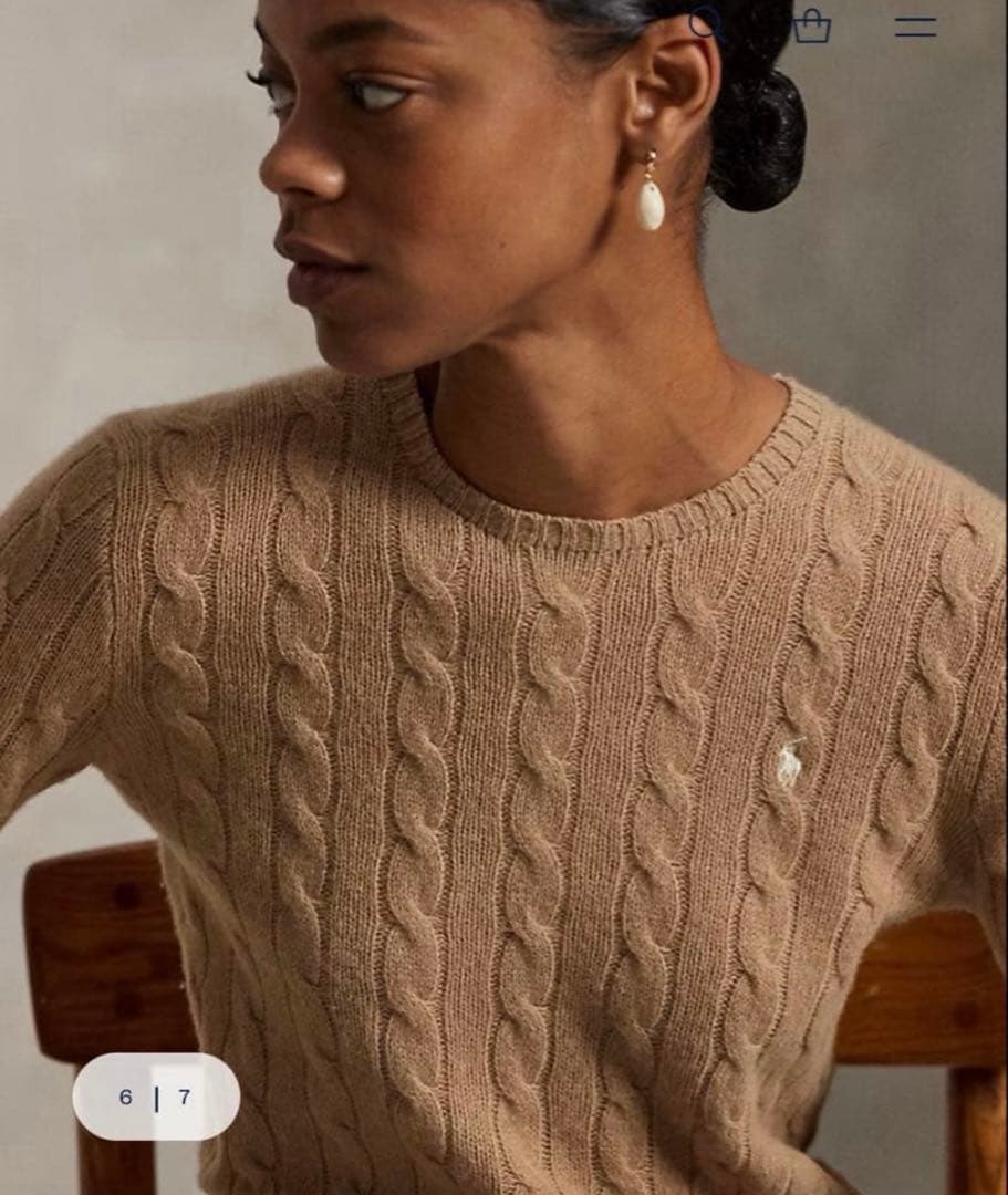 超美品☆ ラルフローレン ポロ　セーター　ニット　ケーブル　S ウール　カシミヤ