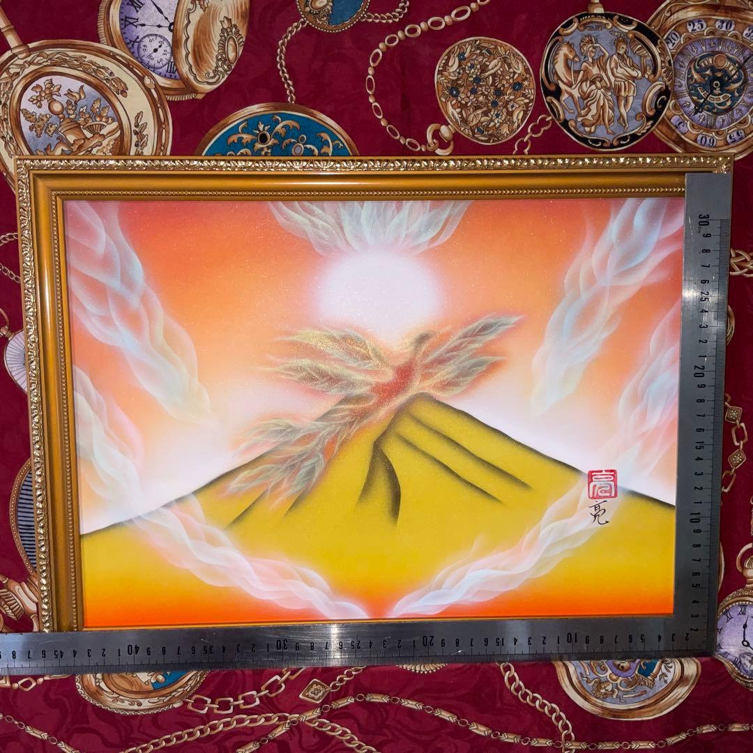 最強開運日セール☆金富士鳳凰 覚醒次元上昇天界エネルギーA3額縁付き開運絵画