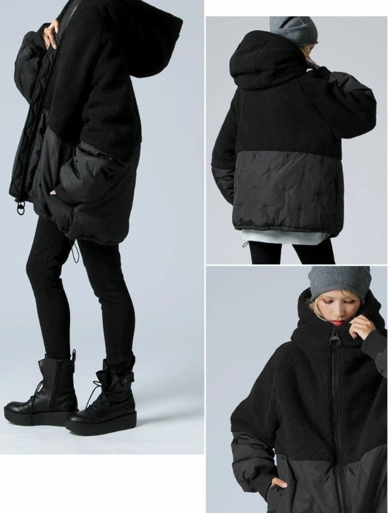 オーバーサイズ フリースダウンジャケット ブラック