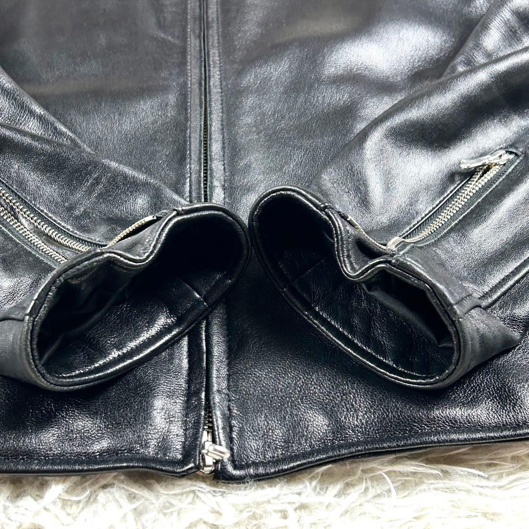 極美品 ✨ ナノユニバース シングルライダースジャケット XL 黒 羊革 秋冬