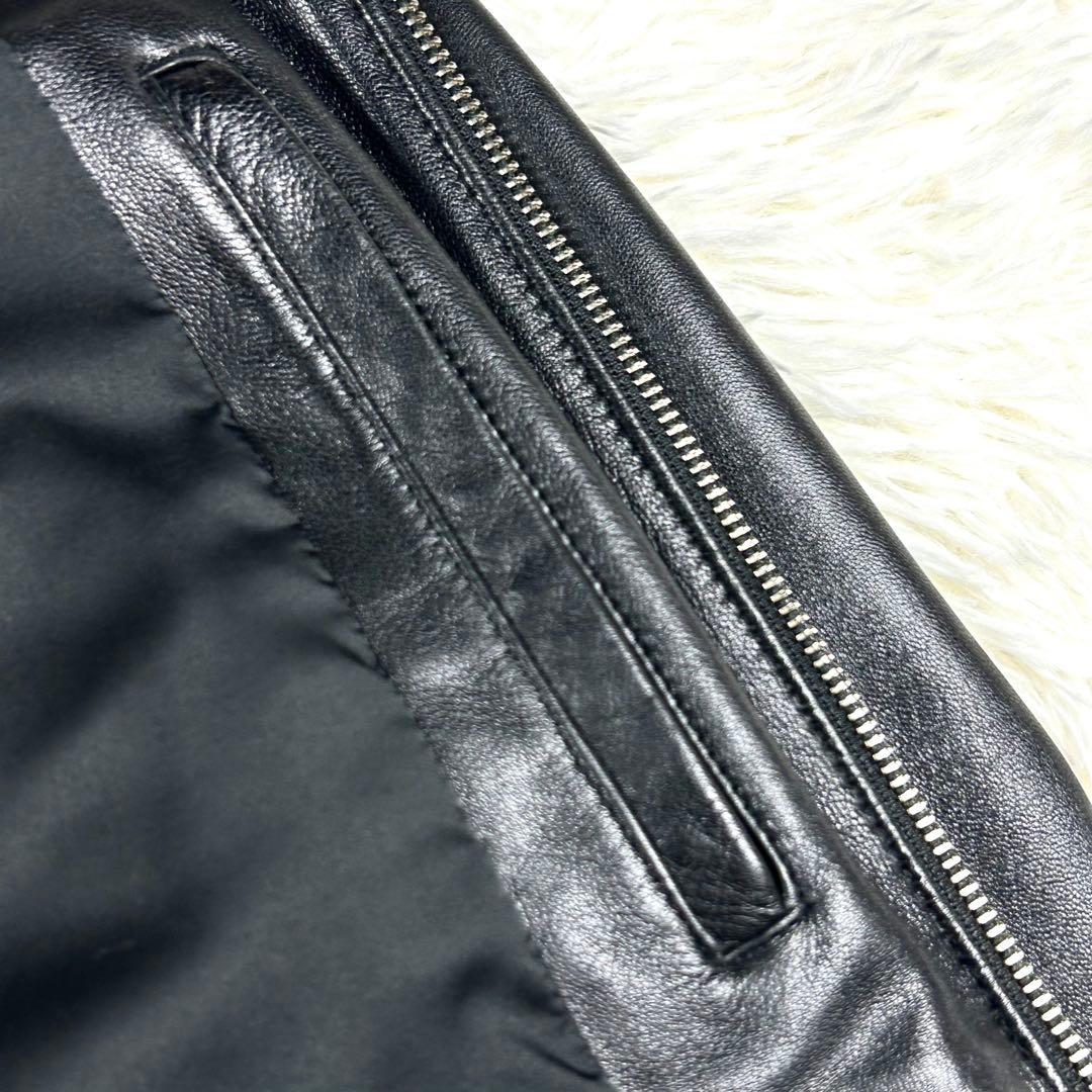 極美品 ✨ ナノユニバース シングルライダースジャケット XL 黒 羊革 秋冬