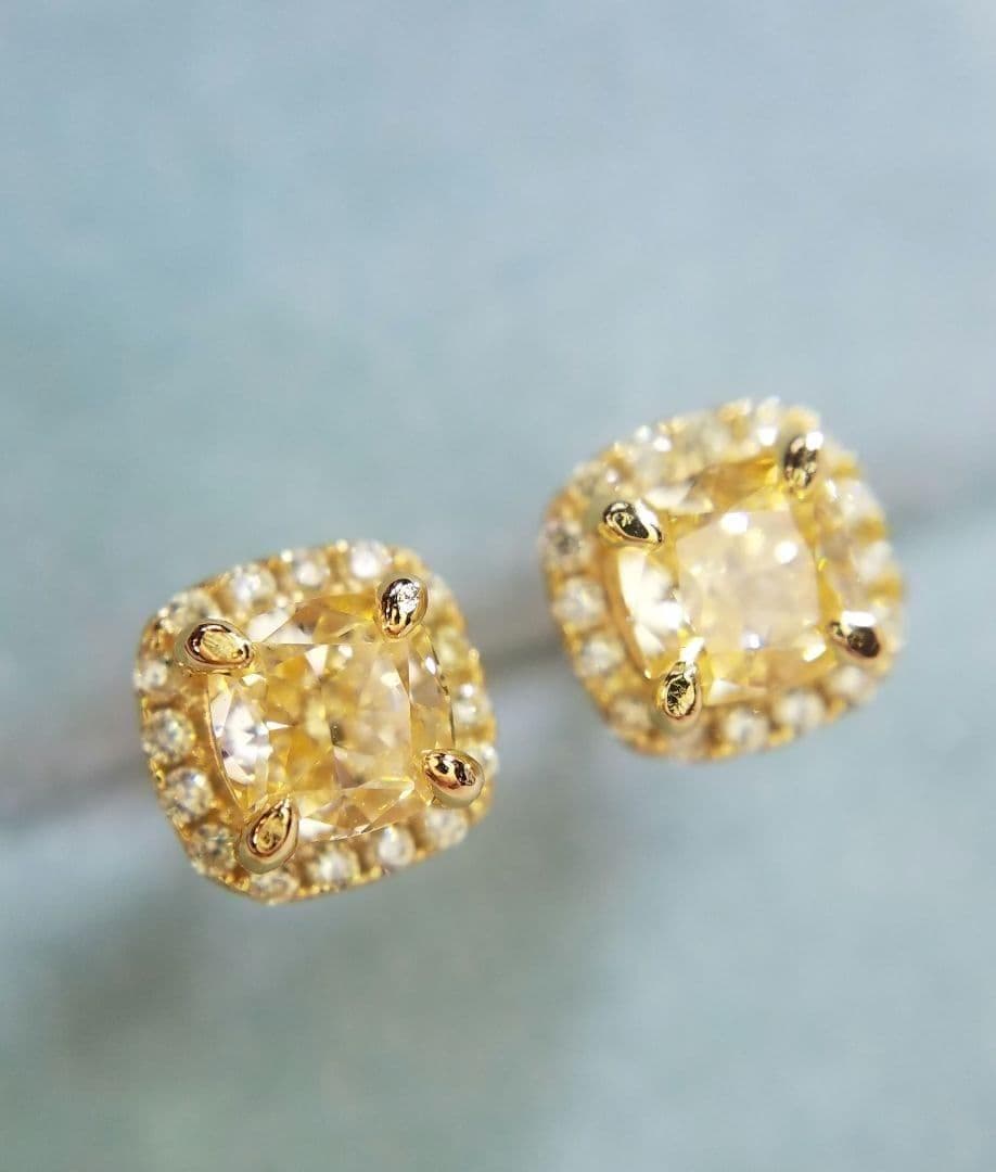 m♡最高級ソナダイヤモンド　イエローピアス