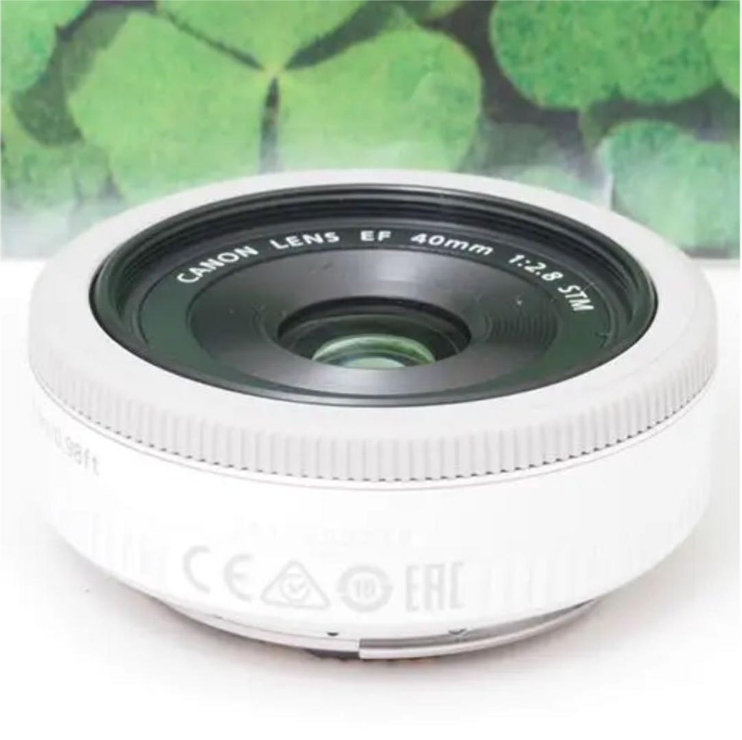 【美品】キヤノンEF40mmf2.8STM❤希少色ホワイト❤背景ぼかしの神レンズ