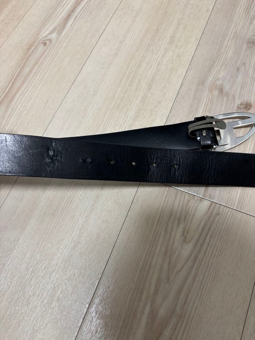 DIESEL ブラックレザーベルト シルバーバックル
