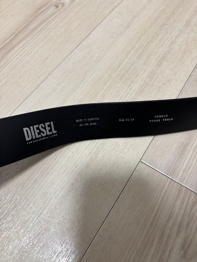 DIESEL ブラックレザーベルト シルバーバックル