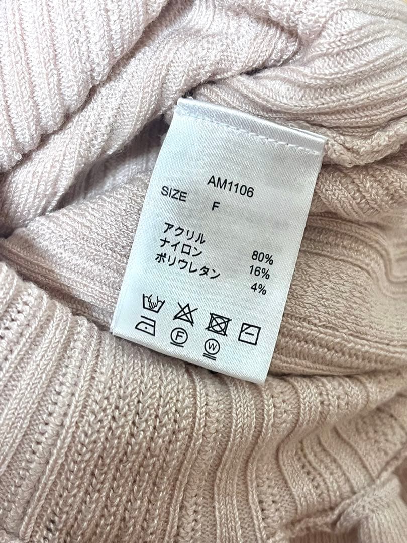 トップス andmary Crochet frill knit tops pink