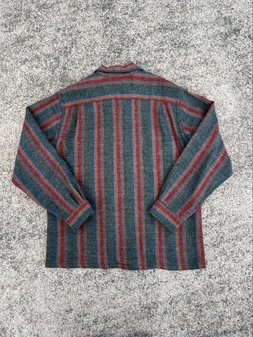 50s 60sヴィンテージウールシャツ サイズL ストライプ柄 高配色
