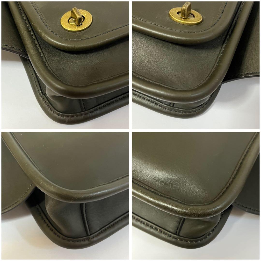 美品✨オールドコーチ　ウエストバッグ　ボディバッグ　レザー　ターンロック　カーキ