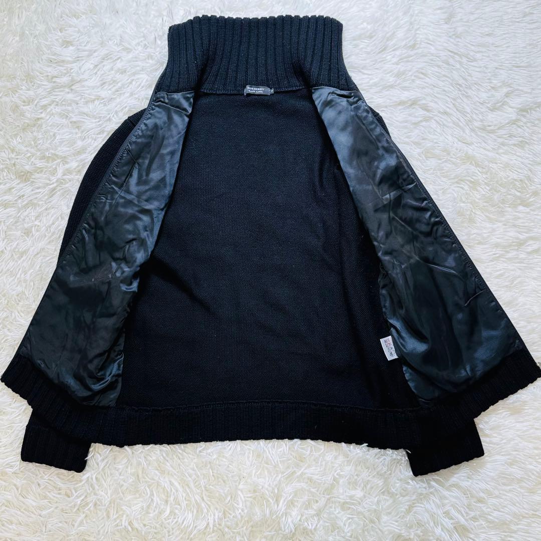 美品✨バーバリーブラックレーベル ニットジャケット 千鳥柄 黒／白 サイズM