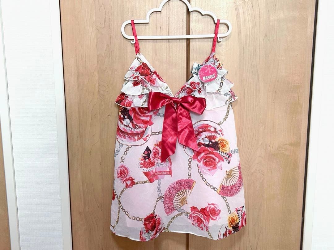 MARS♡タグ付き♡ローズケーキ柄キャミトップス♡柄の配置厳選♡白×ピンク
