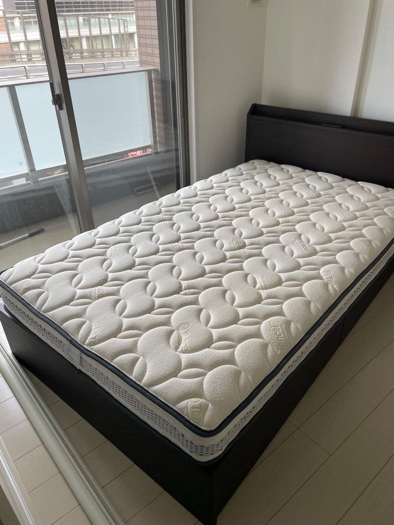 セミダブルベッドフレーム ミドルブラウン 引き出し付き