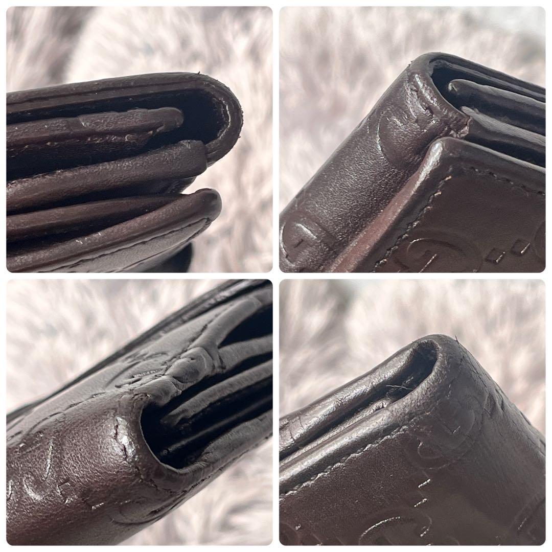 美品✨GUCCI シマ　シェリーライン　ダークブラウン　長財布　ロゴプレート