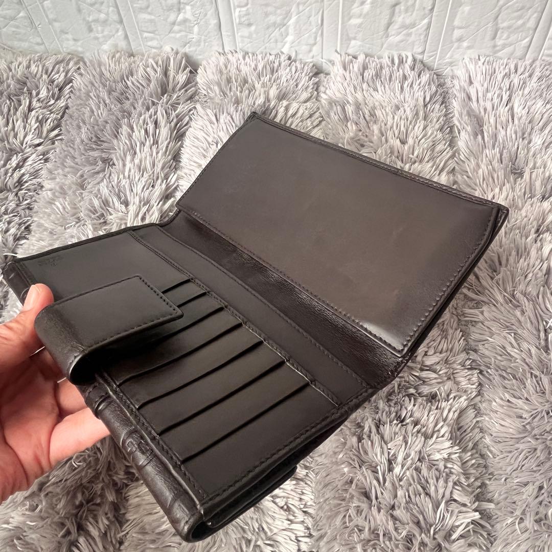 美品✨GUCCI シマ　シェリーライン　ダークブラウン　長財布　ロゴプレート