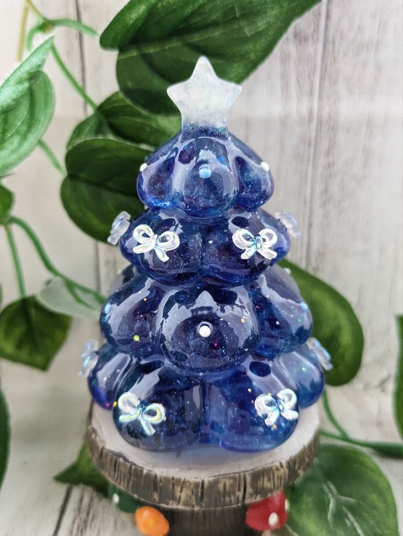 【つねりん】グリーンクォーツのリボンいっぱいツリー形オルゴ☆他５点