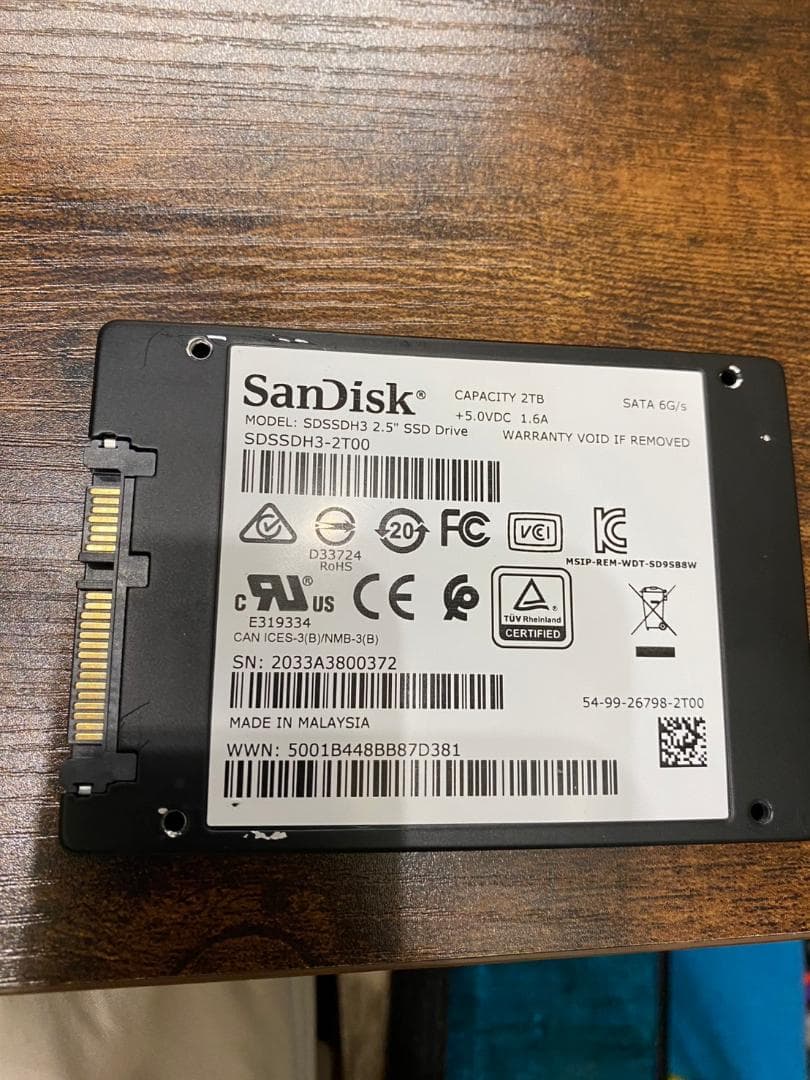 Sandisk Ultra 3D SSD 2TB SDSSDH3-2T00証明有