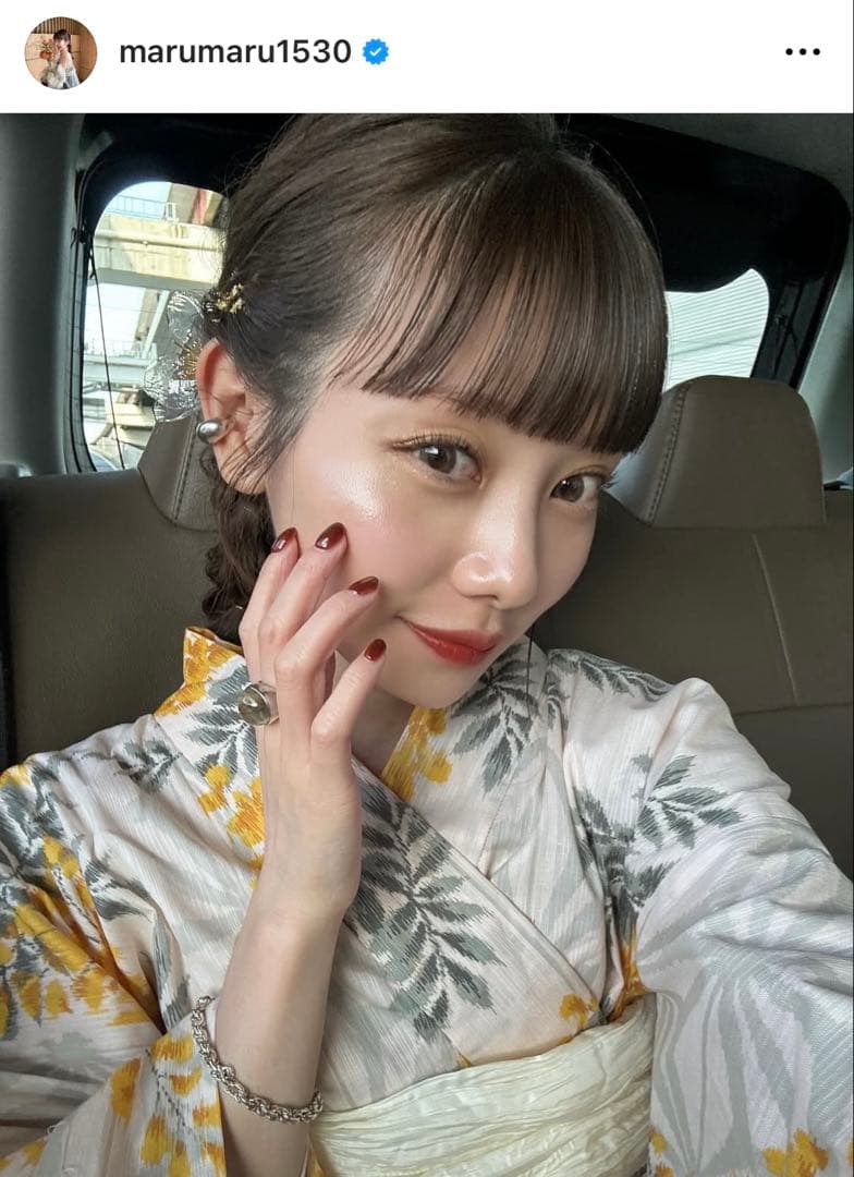 maru×utatane 浴衣3点セット ほぐし麻の葉としだれ藤 マスタード