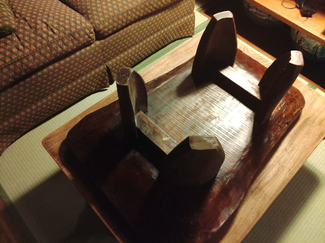 Poinciana様　アフリカ民芸品　無垢　座卓　テーブル　天然木　ヴィンテージ