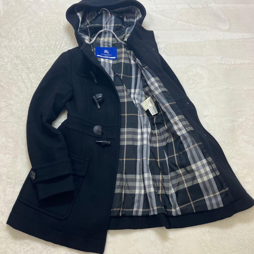 美品✨バーバリーブルーレーベル アンゴラ ダッフルコート ノバチェック 38