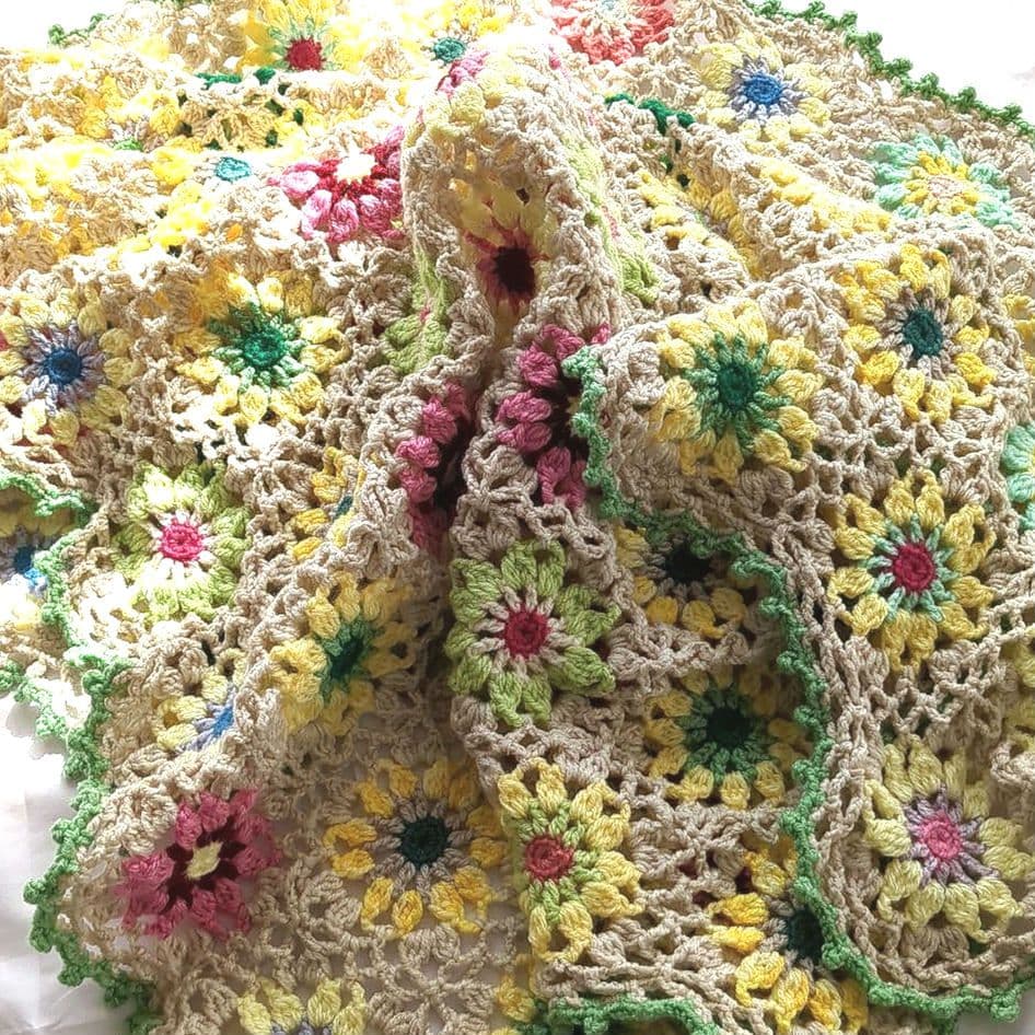 モチーフ編み 大判 マルチカバ ー ブランケット グラニースクエア