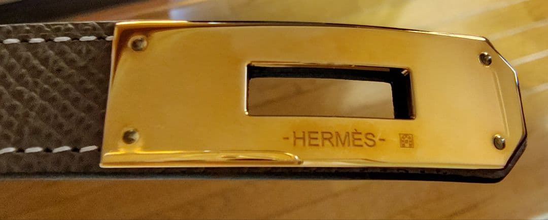 エルメス　HERMES　ケリーベルト　エトゥープ　G金具　エプソン