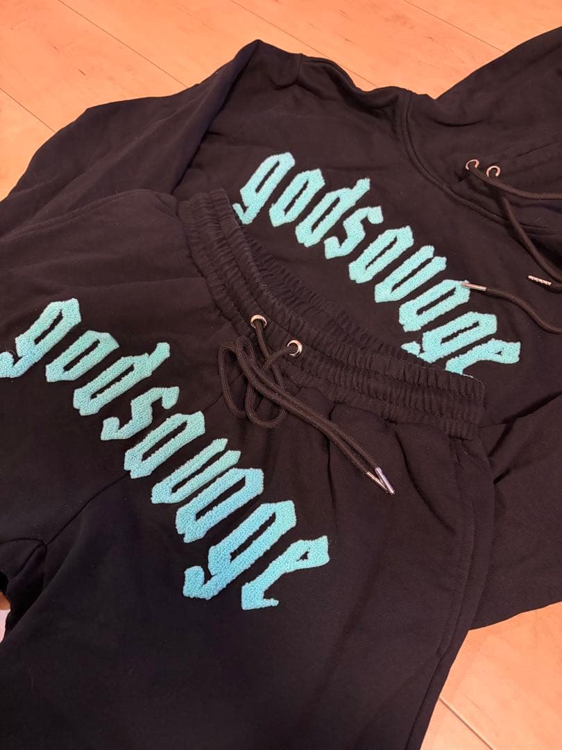 godsavage og logo hoodie mintセットアップ