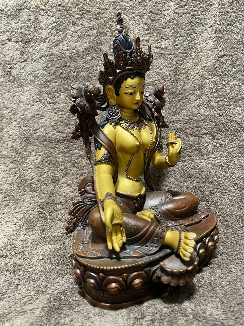 値下げしました　緑多羅菩薩 仏像 骨董