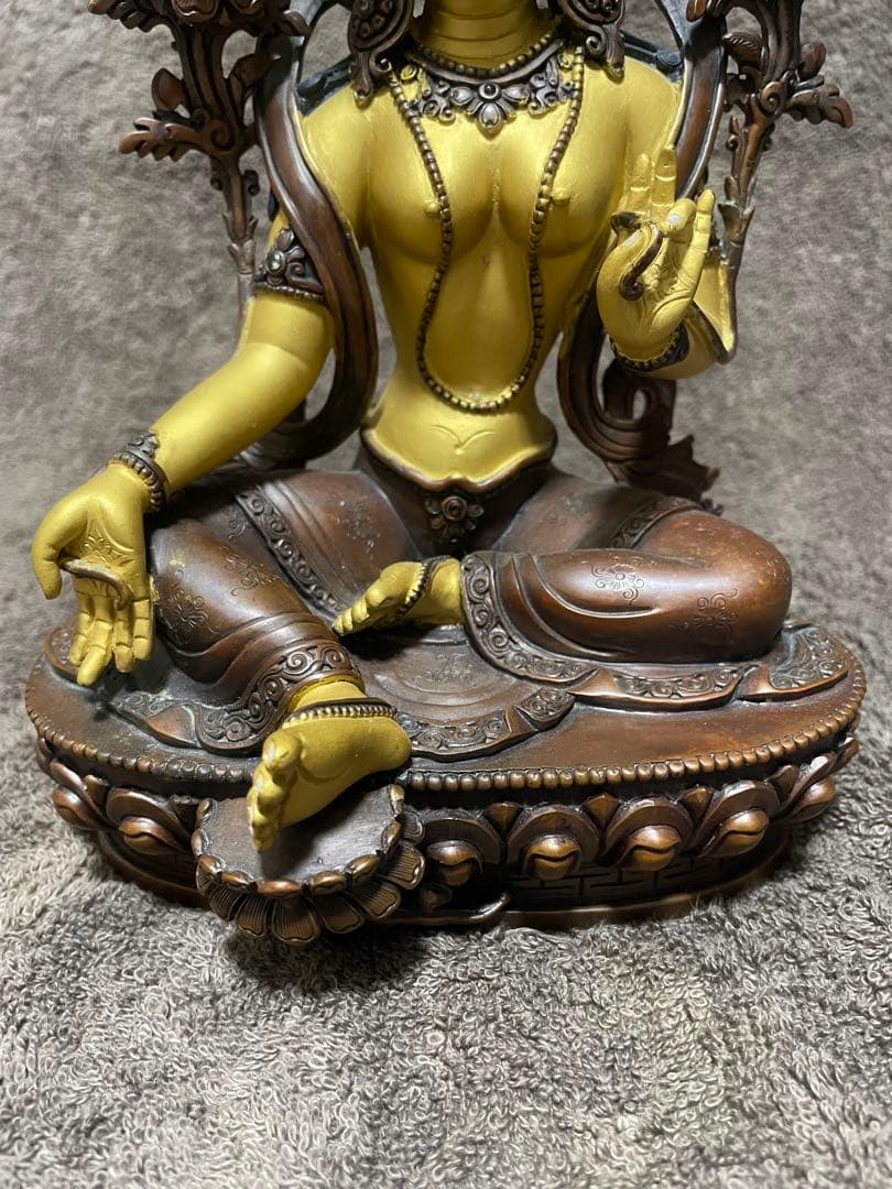 値下げしました　緑多羅菩薩 仏像 骨董