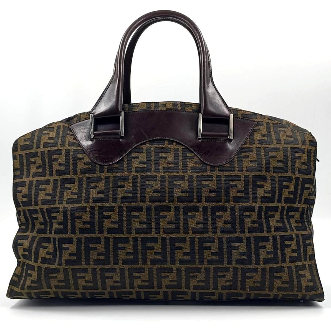 ✨希少✨フェンディ ズッカ 大容量 ボストンバッグ キャンバス レザー ブラウン