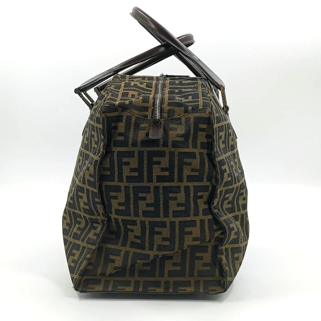 ✨希少✨フェンディ ズッカ 大容量 ボストンバッグ キャンバス レザー ブラウン