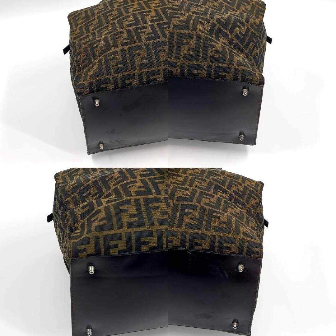 ✨希少✨フェンディ ズッカ 大容量 ボストンバッグ キャンバス レザー ブラウン