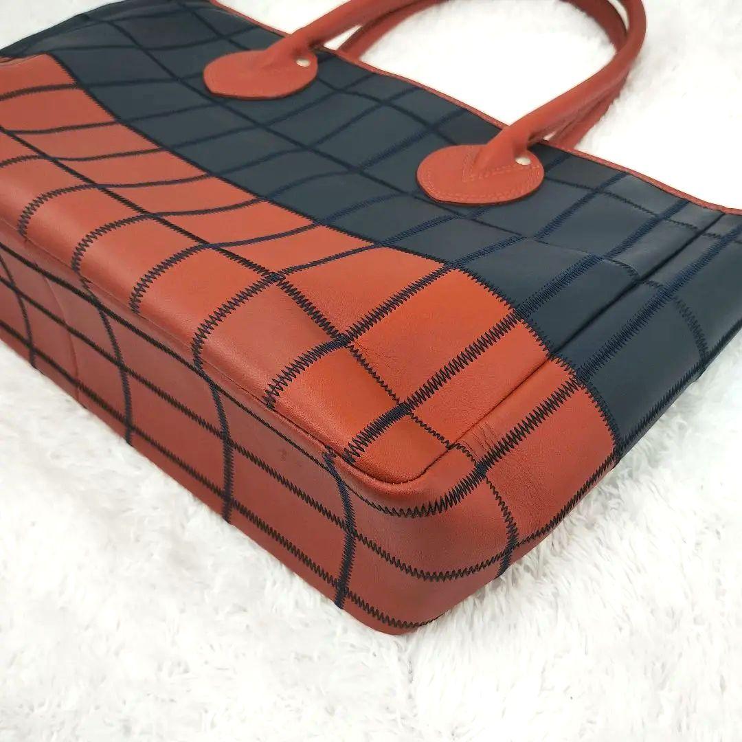 美品✨️トライオン パネルレザー トートバッグ パッチワーク レザー A4可