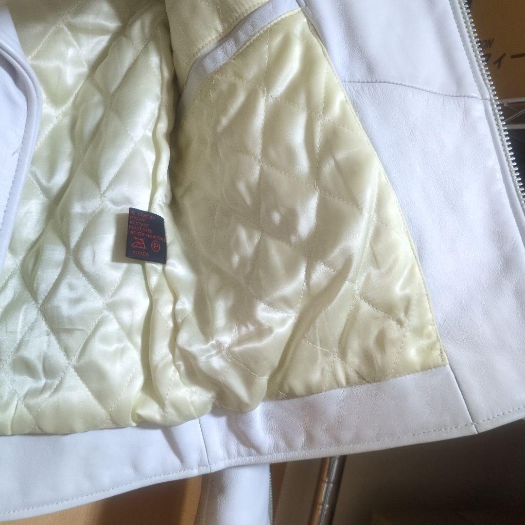 革ジャン 白 メンズ 本革 ホワイトレザー ダブル ライダースジャケット