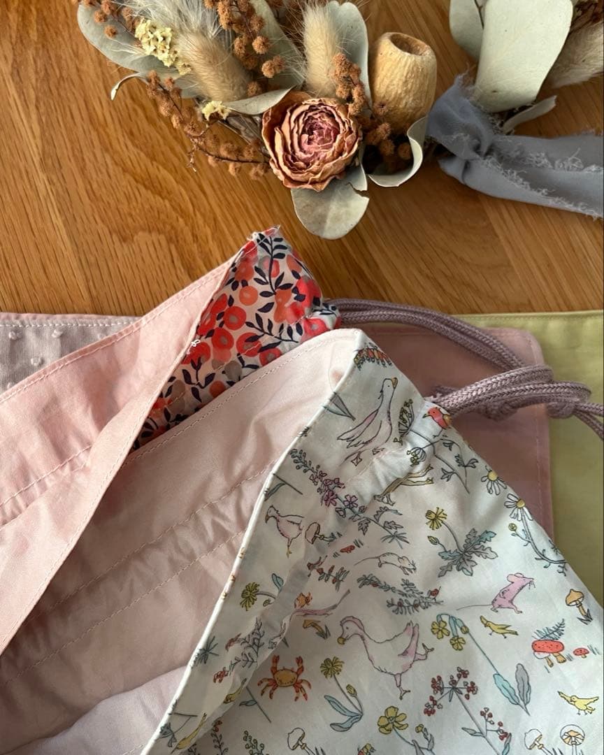 ★cocoro★＊リバティ生地使用＊巾着セット
