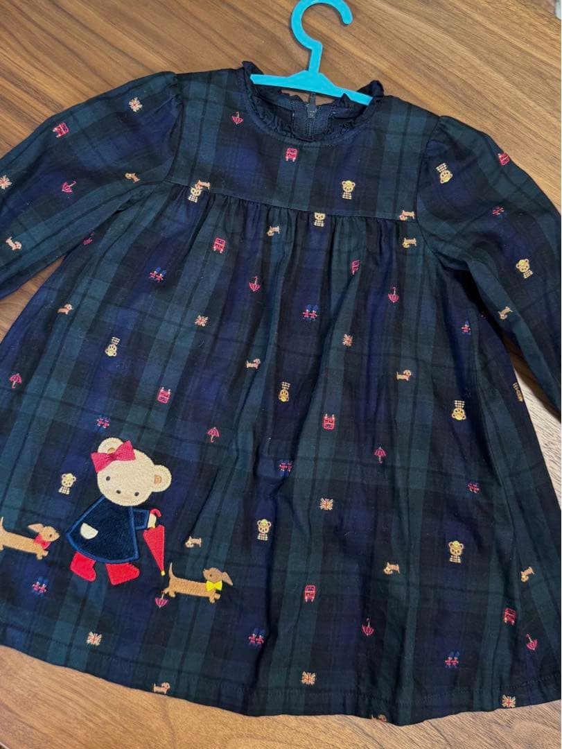ファミリア ワンピース 80サイズ チェック ブラックウォッチ