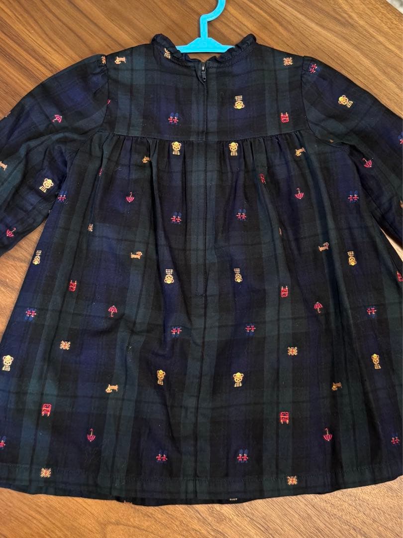 ファミリア ワンピース 80サイズ チェック ブラックウォッチ