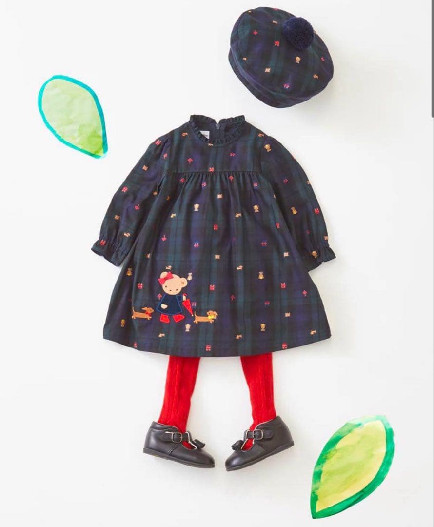 ファミリア ワンピース 80サイズ チェック ブラックウォッチ