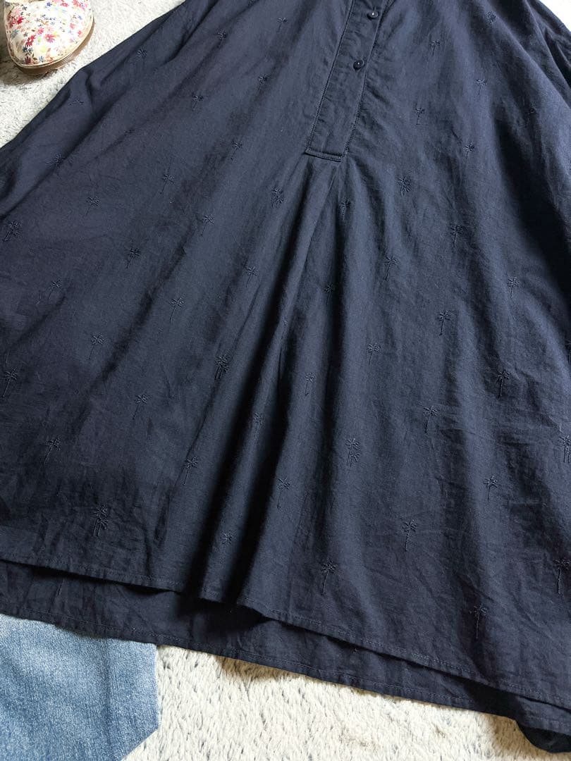 【HOUSE OF LOTUS】綿100% 南国刺繍 ロングスキッパーシャツ M