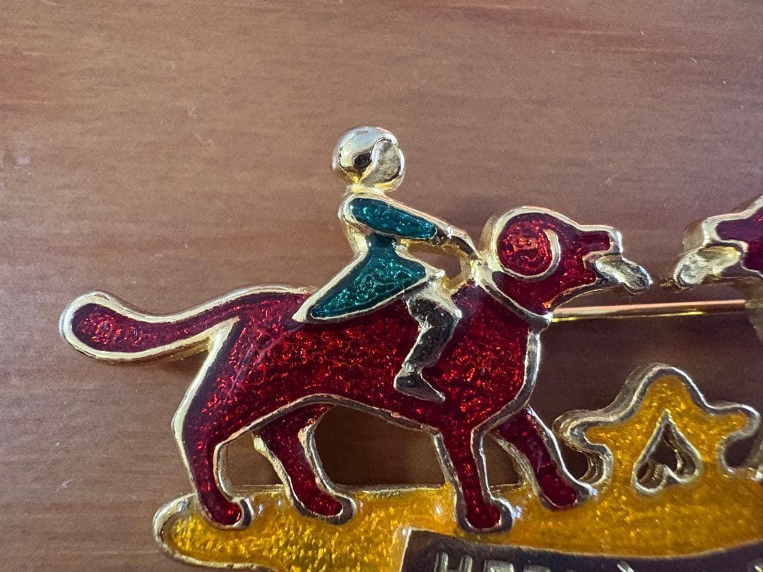 HERMES エルメス 犬と少女 七宝焼 ヴィンテージ ブローチ