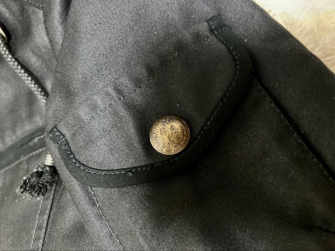 5351 プールオム ブラック モッズコート サイズS