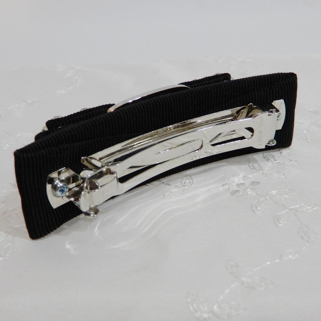 【極美品】フェラガモ　バレッタ　ヴァラ ラインストーン　黒　ヘアピン